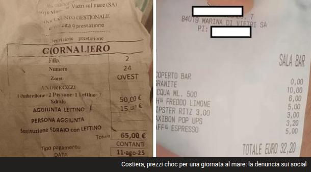 Costiera, prezzi choc per una giornata al mare: la denuncia sui social