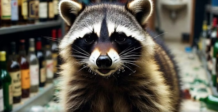 Un “raid” da ubriacone e il procione svaligia un’enoteca